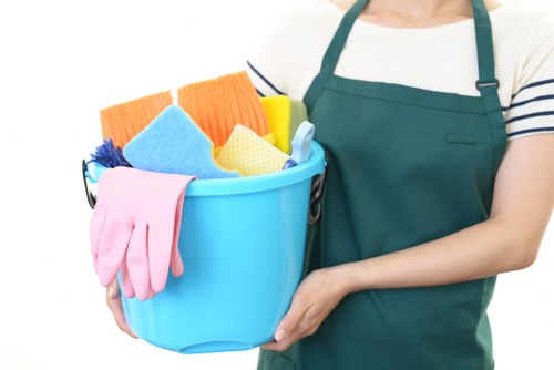 Cleaner preparing a UK property service agreement